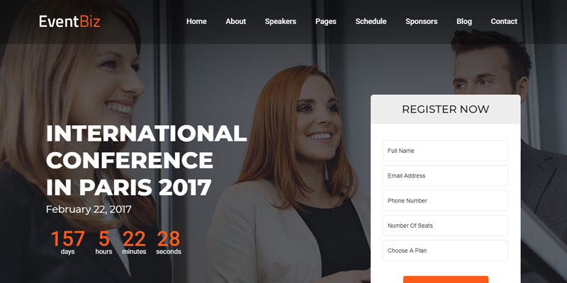 Events website designed by Webinfolink