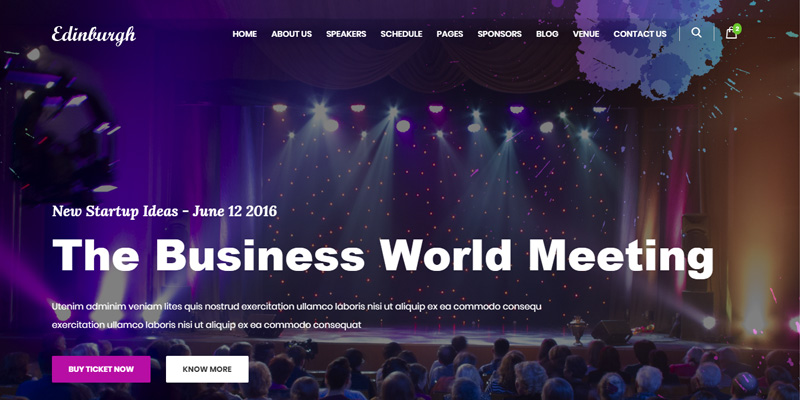 Events website designed by Webinfolink