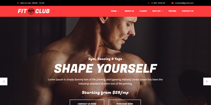 Gym & Yoga website designed by Webinfolink
