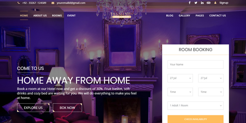Hotels website designed by Webinfolink