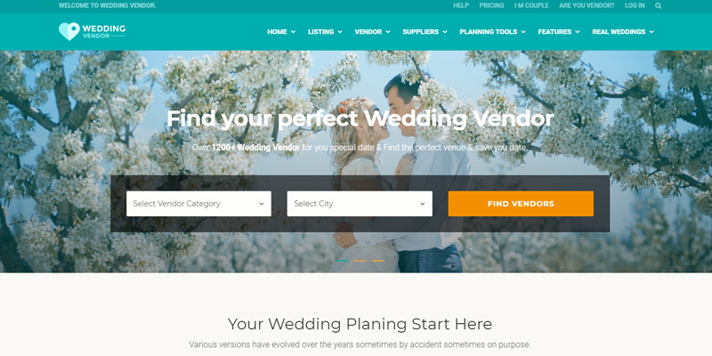 Weddings website designed by Webinfolink
